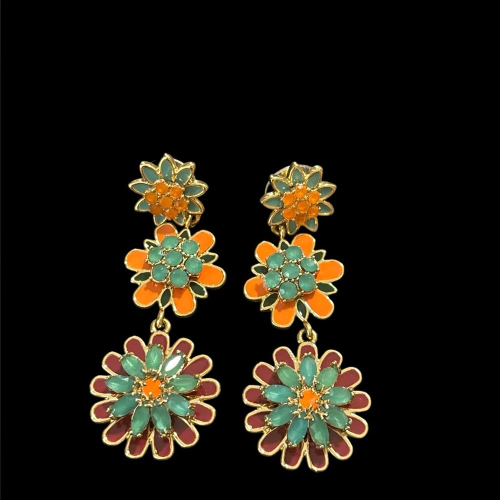 Kate Spade flower enamel crystal dangle earrings